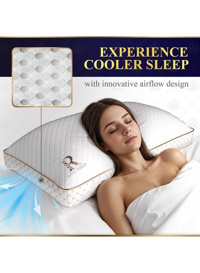 Royal Therapy 2-Pack Queen Memory Foam Pillow, Adjustable Shredded Odor-Free Pillow for Neck & Shoulder Pain Relief, Support for Back, Stomach, Side Sleepers, AirFlowPRO - Image 2